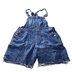 Gap Small jean shortalls cutoff overalls 33" waist 7" inseam Womens Small